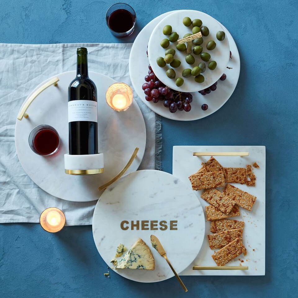 Marble + Brass Round Cheese Board West Elm UK